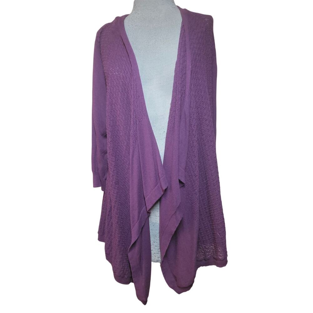 Purple Open Front Cardigan Sweater Size 16